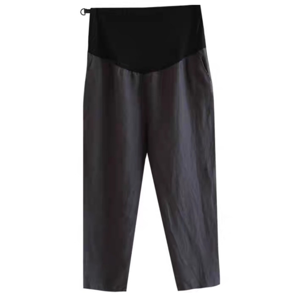 2 Pairs Maternity Cotton Capris Pants (Cream + Gray)